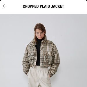 Cropped plaid Zara puffer